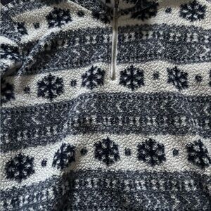Cozy Sherpa Half-Zip Pullover in Blue and White